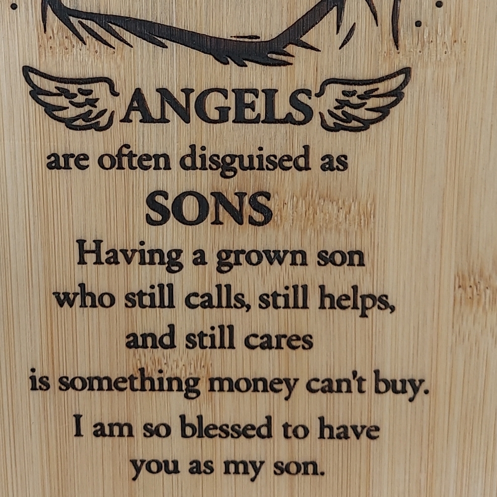 Engraved Bamboo Plaque Angels- Son Version - Picture 2 of 2